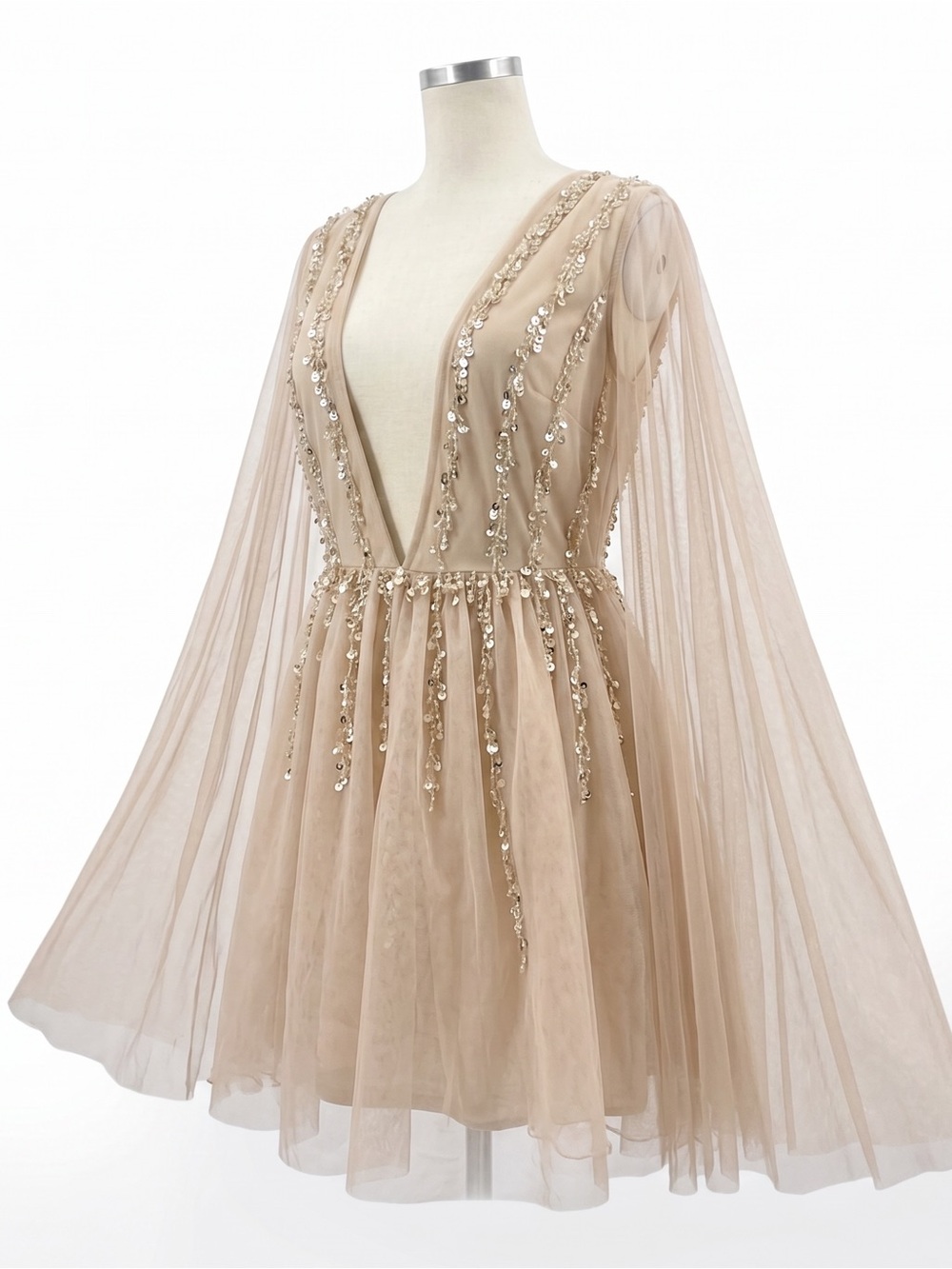 🌷ASOS🌷 Embellished Cape Plunge Tulle Mini Dress